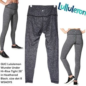 Lululemon Women's Wunder Under Hi-Rise Tight 28"  Heathered Black W5AOYS Sz 8